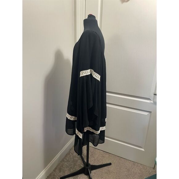 By Together Women's 2XL Black Off-Shoulder Lace Trim lined Tunic Sheer - Picture 3 of 11